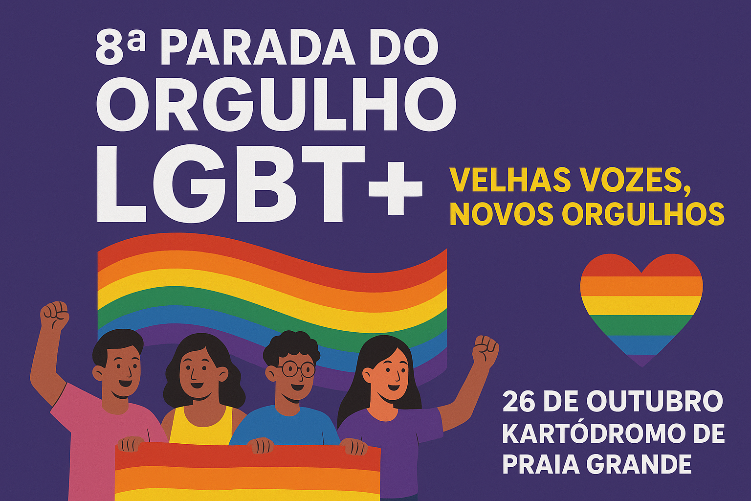 Vem aí a 8ª Parada do Orgulho LGBT+ de Praia Grande: “Velhas Vozes, Novos Orgulhos”